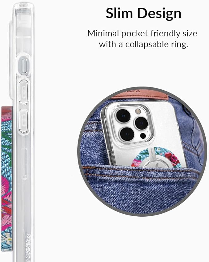 VELVET CAVIAR Compatible with MagSafe Phone Grip - Magnetic Ring Holder with Adjustable Stand - Removable MagSafe Accessories for iPhone 16, 15, 14, 13, 12 (Groovy Floral)