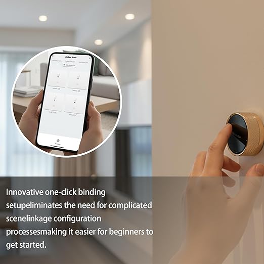 1 PCS Wireless Smart Light Switch Button, Wall-Mounted Rotary Light Switch, Compatible with Tuya Zigbee Gateway (V2 or Higher), Smart Home Control, Easy Wireless Installation