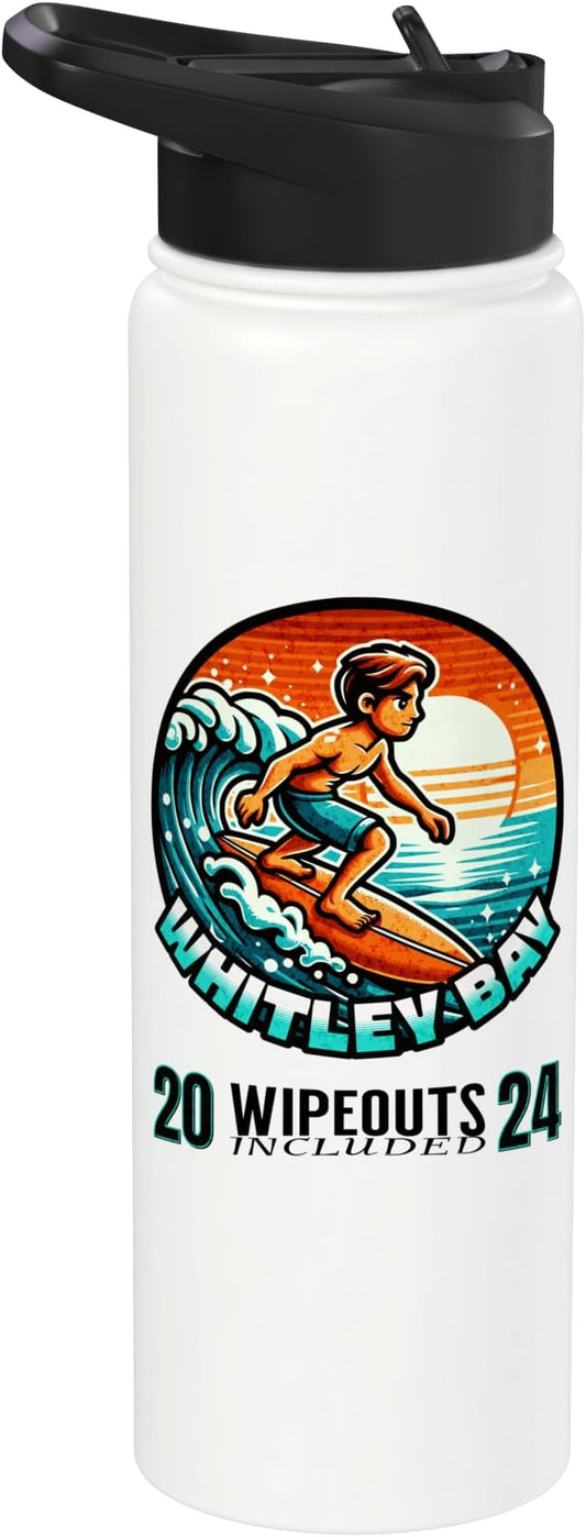 Whitley Bay Surfer Wipeouts Included 2024 Cartoon Style Stainless Steel Insulated Water Bottle