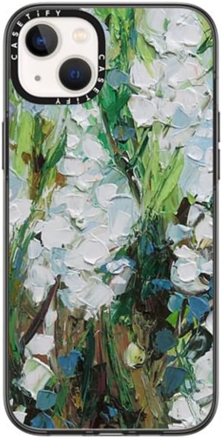 CASETiFY Compact iPhone 14 Plus Case [4 ft. 2X Military Grade Drop Protection/Slim/Lightweight] - Wild Squill Flowers - Clear Black