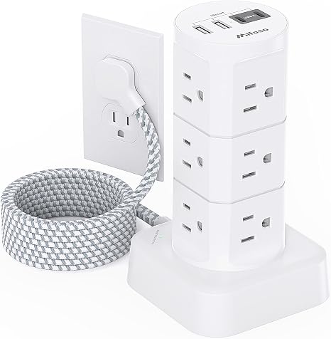 Power Strips with Surge Protection, Flat Plug Power Strip Tower