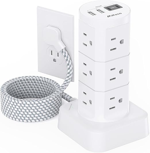 Power Strips with Surge Protection, Flat Plug Power Strip Tower