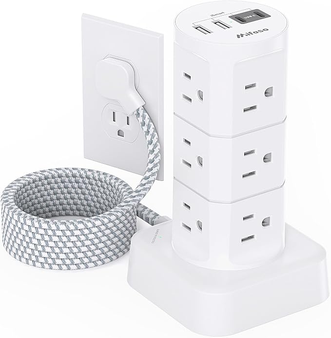 Power Strips with Surge Protection, Flat Plug Power Strip Tower
