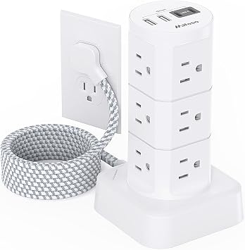 Power Strips with Surge Protection, Flat Plug Power Strip Tower