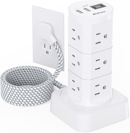 Power Strips with Surge Protection, Flat Plug Power Strip Tower