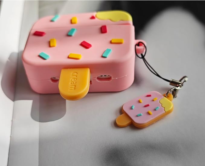 Compatible with Airpods Pro 2nd Generation Case 2022, Cute AirPods Pro 2 Case Cartoon, Kawaii Soft Silicone Protective Cover for Apple New Airpods Pro2 for Men Women (Ice Cream)