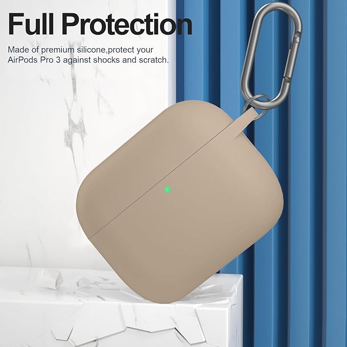 ATUAT for AirPods Pro 3 Case Cover with Cleaner, Protective Soft Silicone Skin with Keychain for Women Men for Apple AirPods Pro 3rd Generation Case(2025), Front LED Visible, Milk Tea