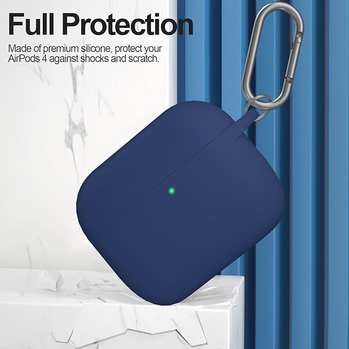 ATUAT for AirPods Pro 3 Case Cover with Cleaner, Protective Soft Silicone Skin with Keychain for Women Men for Apple AirPods Pro 3rd Generation Case(2025), Front LED Visible, Midnight Blue