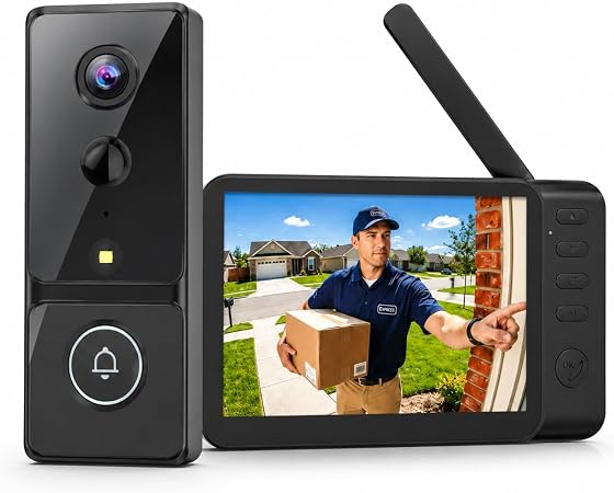 Doorbell Camera Wireless No Subscription, 1080P Video Doorbell With Monitor