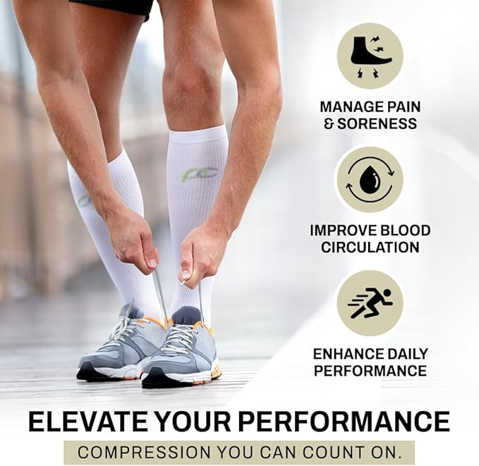 PRO Compression Running Marathon Socks - Calf-Length Travel and Sports Compression Socks for Foot and Ankle Support, Unisex