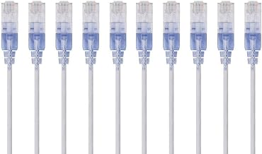Monoprice SlimRun Cat6A Ethernet Patch Cable - Snagless RJ45 UTP Pure Bare Copper Wire 10G 30AWG 25ft White 10-Pack - Image 1