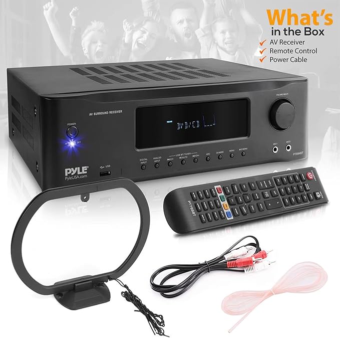 Pyle 7.1-Channel Hi-Fi Bluetooth Stereo Amplifier - 2000 Watt AV Home Theater Speaker Subwoofer Surround Sound Receiver w/ Radio, USB, RCA, HDMI, MIC IN, Supports 4K HD TV's, 3D - Pyle PT796BT