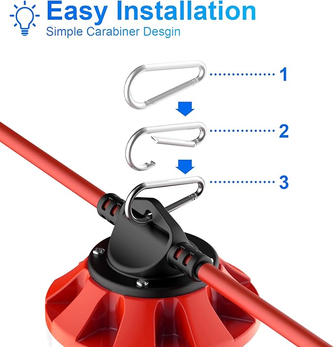 Construction Lights String Temporary Lighting,100ft Work String with 10 Integrated Jobsite LED Lights 10000LM Super Bright, Carabiner Hooks-10 Bulbs Red