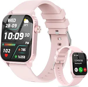 Smartwatch with 1.83 inches Screen, 120 Workout Modes, Bluetooth Call & Alarm Clock, IP67 Waterproof Smart Watch with Heart Rate, Sleep Tracker for iPhone, Android (Pink)