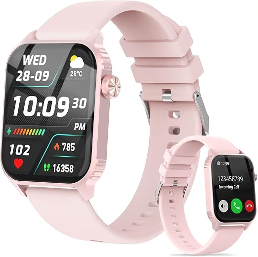 Smartwatch with 1.83 inches Screen, 120 Workout Modes, Bluetooth Call & Alarm Clock, IP67 Waterproof Smart Watch with Heart Rate, Sleep Tracker for iPhone, Android (Pink)