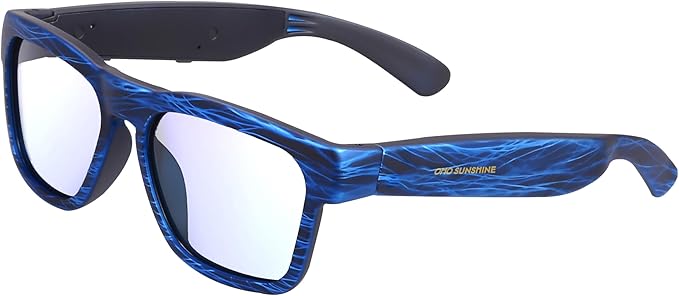 OhO Smart Glasses,Polarized Sunglasses with Bluetooth Speaker,Athletic/Outdoor UV Protection and Voice Control,Unisex(Transitional Blue Light Lens)