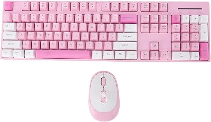 Tangxi Wireless Keyboard and Mouse Combo, 2.4GHz USB Receiver, Full Size Silent 104 Keys Ergonomic Keyboard and 4 Keys Mouse Set for Computer, Plug and Play (Type 1)