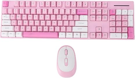 Tangxi Wireless Keyboard and Mouse Combo, 2.4GHz USB Receiver, Full Size Silent 104 Keys Ergonomic Keyboard and 4 Keys Mouse Set for Computer, Plug and Play (Type 1)