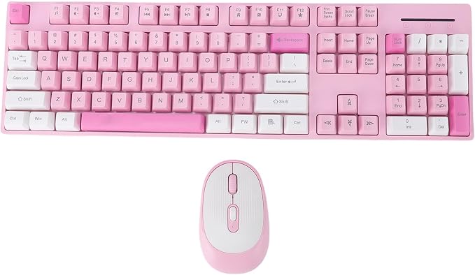 Tangxi Wireless Keyboard and Mouse Combo, 2.4GHz USB Receiver, Full Size Silent 104 Keys Ergonomic Keyboard and 4 Keys Mouse Set for Computer, Plug and Play (Type 1)