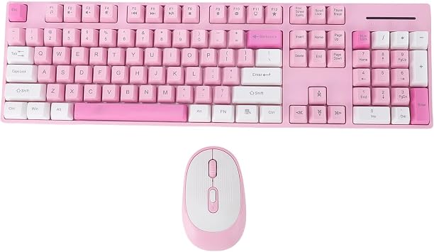 Tangxi Wireless Keyboard and Mouse Combo, 2.4GHz USB Receiver, Full Size Silent 104 Keys Ergonomic Keyboard and 4 Keys Mouse Set for Computer, Plug and Play (Type 1)