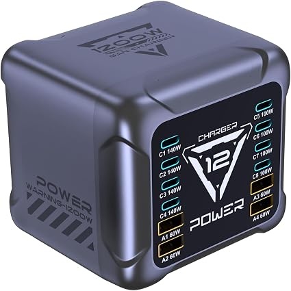 1200W USB C Charging Station, 12-Port GaN Fast Charger