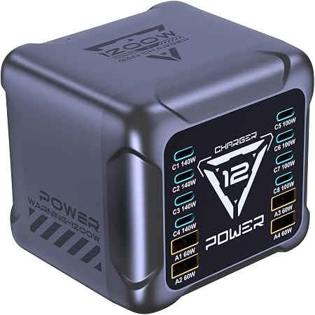 1200W USB C Charging Station, 12-Port GaN Fast Charger