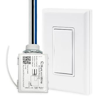 RunLessWire Single Battery-Free Wireless Light Switch Kit - White