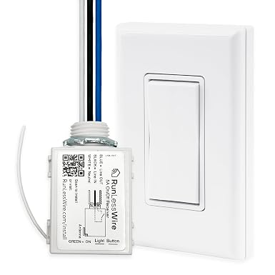 RunLessWire Single Battery-Free Wireless Light Switch Kit - White