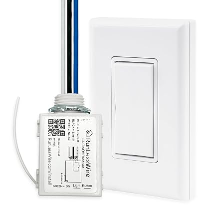 RunLessWire Single Battery-Free Wireless Light Switch Kit - White
