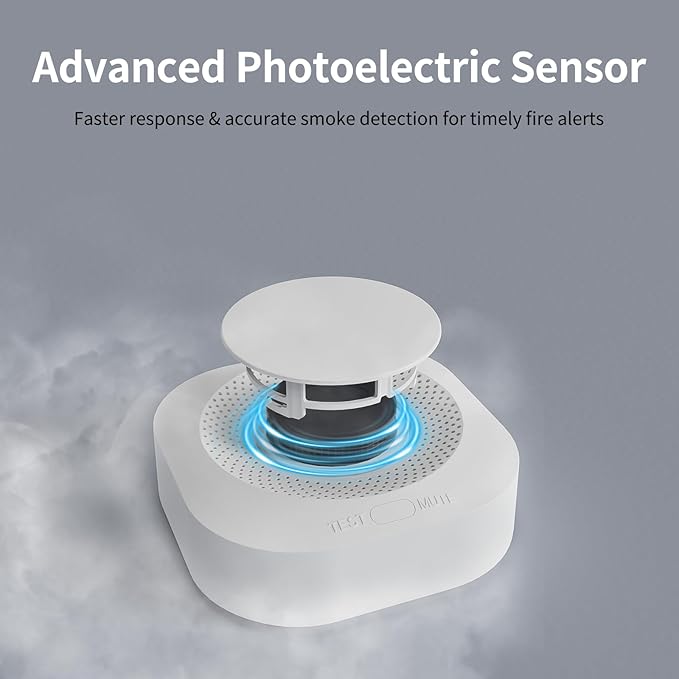 Smoke Detectors for Home,Photoelectric Wireless Fire Alarms Replaceable Battery Powered,Portable Smoke Alarm with Test/Mute Button,Attic Smoke Detector,5 Pcs(Battery Not Included)