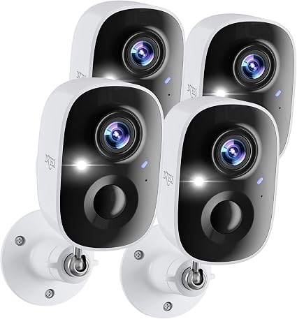 Dzees 2K Security Cameras for Home, Wireless Outdoor Battery Powered, 4-Pac