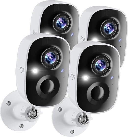 Dzees 2K Security Cameras for Home, Wireless Outdoor Battery Powered, 4-Pac