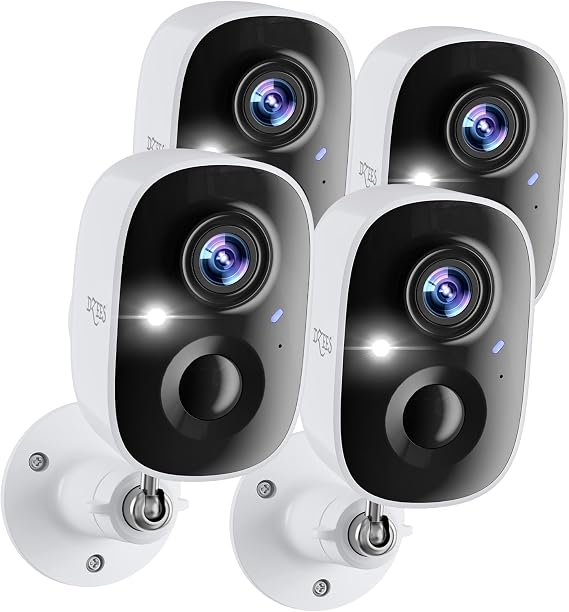 Dzees 2K Security Cameras for Home, Wireless Outdoor Battery Powered, 4-Pac