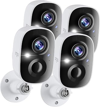 Dzees 2K Security Cameras for Home, Wireless Outdoor Battery Powered, 4-Pac