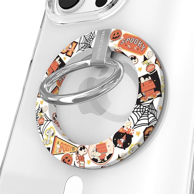 VELVET CAVIAR Compatible with MagSafe Phone Grip - Magnetic Ring Holder with Adjustable Stand - Removable MagSafe Accessories for iPhone 16, 15, 14, 13, 12 (Halloween Snoopy Varsity)
