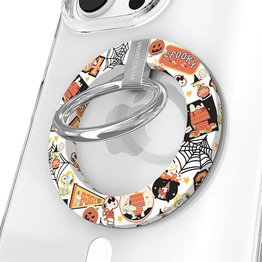 VELVET CAVIAR Compatible with MagSafe Phone Grip - Magnetic Ring Holder with Adjustable Stand - Removable MagSafe Accessories for iPhone 16, 15, 14, 13, 12 (Halloween Snoopy Varsity)