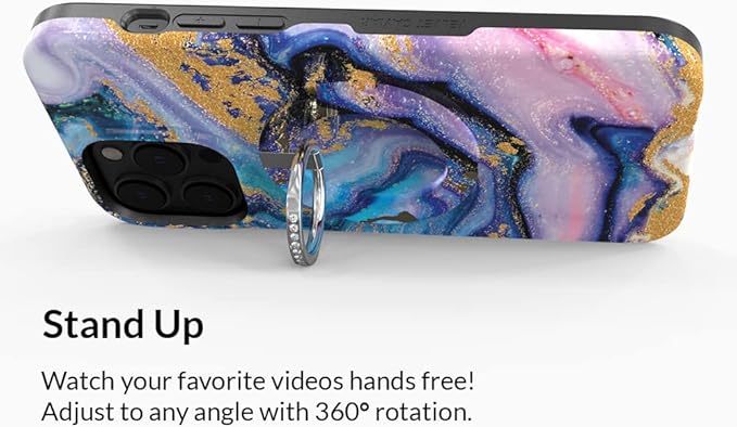 VELVET CAVIAR Compatible with MagSafe Phone Grip - Magnetic Ring Holder with Adjustable Stand - Removable MagSafe Accessories for iPhone 16, 15, 14, 13, 12 (Galaxy Glitter)