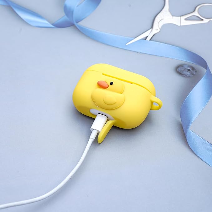 Wonhibo for Airpod Pro Case, Cute Kawaii Cover for Airpod Pro 2019 with Keychain for Women (Duck)