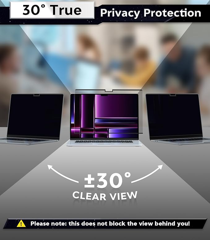 PYS Magnetic Privacy Screen Protector for MacBook Pro 16 Inch (2021-2024,M1,M2,M3,M4,Pro,Max) + Camera Cover Slide 2 Pack – [Matte Anti-Glare] [Reduces Blue Light]