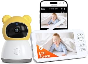 2K Smart WiFi Baby Monitor with Camera and Audio, 5" Display, Smartphone App, Auto Tracking, Cry & Motion Detection, Temp & Humidity Sensor, HD Night Vision - Image 1