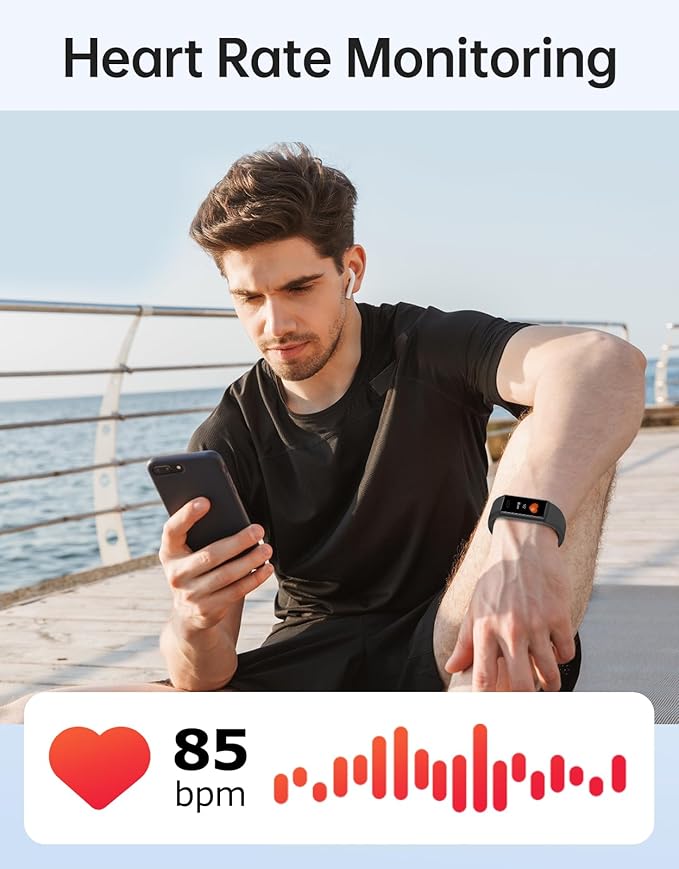 Fitness Tracker Watch, Activity Monitor with Heart Rate, Sleep Tracking, Calorie Counter, IP68 Waterproof, Pedometer