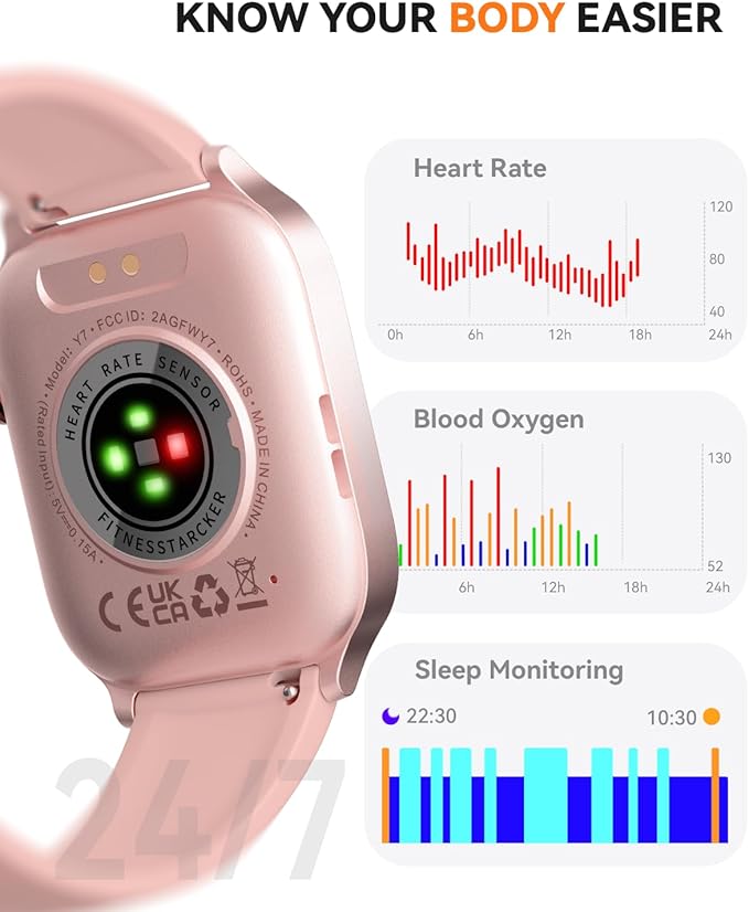 Smart Watches for Women Men, Fitness Tracker Watch with 110 Sports Modes, Step Counter/Sleep Monitor/Pedometer, IP68 Waterproof, Bluetooth Call & Music Control Smartwatch for iPhone/Android