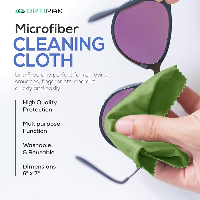 Sparkle Anti-Reflective Eco Friendly Lens Cleaner Spray Kit | (2x) 1oz Glasses Cleaner Bottle + (2x) Microfiber Cloth for Eyeglasses, Lenses, Screens and Sunglasses Cleaning Kit (4 Piece Set)