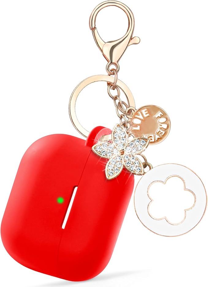 Case Compatible with Apple Airpods 4 - VISOOM Airpods 4 Cases 2024 Cover Women Anti-Drop Silicone iPods 4 Earbuds Wireless Accessorie Charging Cases Girl Bling Keychain for Airpod iPods 4th Gen