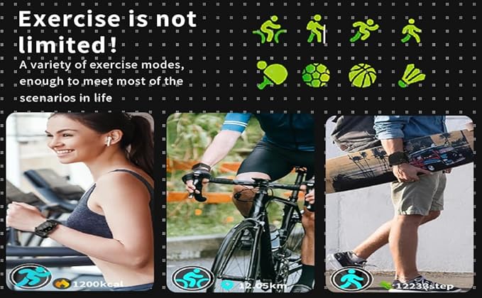 Smart Watch (Answer/Make Calls), 2.01“Inch Fitness Tracker, Heart Rate/Sleep Monitor/Pedometer/Calories, Multiple Sports Modes, Waterproof Women's Men's Fitness Watch for Android iPhone (black)