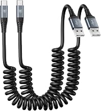 USB Type C Charger Cable Fast Charging, [2Pack, 3ft] Coiled USB A to Type C - Image 1