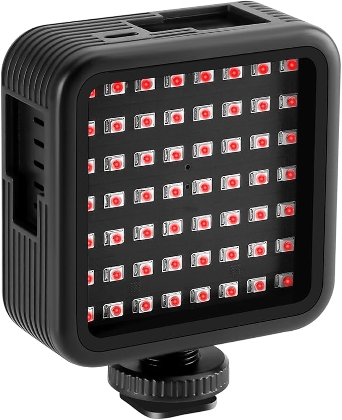 Ordro LN-5 Mini IR Night Vision Light Infrared Photography Light for Video Camera Camcorder Built-in Rechargeable Battery with 3 Cold Shoe Mount for Vlog YouTube Video Recording