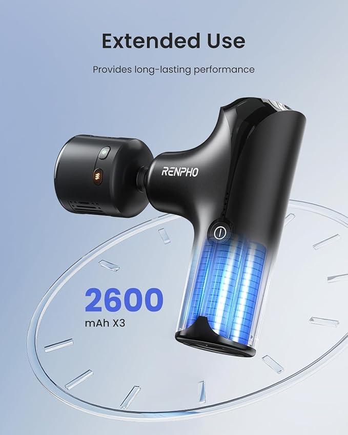 RENPHO Mini Thermacool Massage Gun with Heat and Cold, FSA Eligible HSA, Portable Deep Tissue Heated Relief, 5 Speed Settings, Travel Massage Gun with Carry Case, Quiet Back Massager