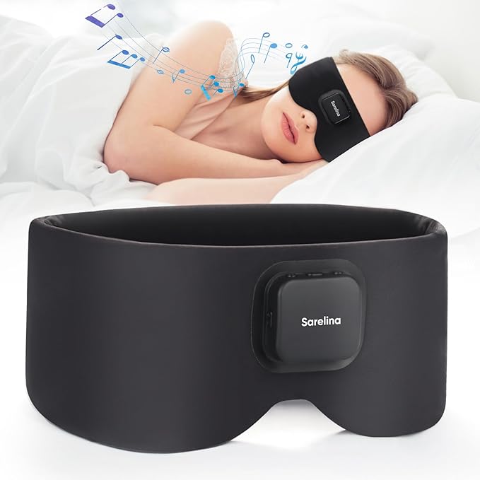 Bluetooth 5.3 Sleep Mask Headphones, Ultra-Soft Ice Silk Washable Eye Mask with Built-in Speakers, Enhanced Audio & Clear Calls, Light-Blocking Comfortable Sleeping Headphones