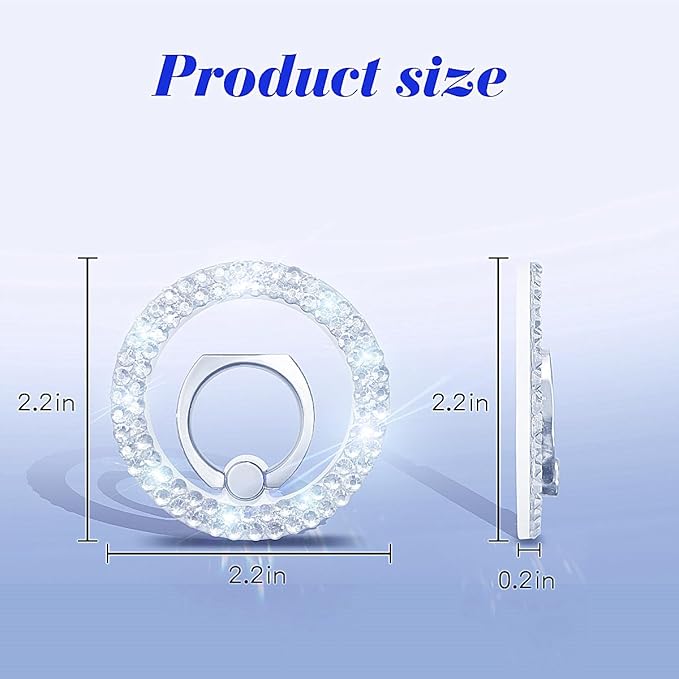 Bling Magnetic Phone Ring Holder for Mag-Safe, Glitter Magnet Cell Phone Grip Stand Sparkle Finger Ring Magnetic Compatible with iPhone 16 Pro Max 15 14 13 12 Mag-Safe Accessories（White）